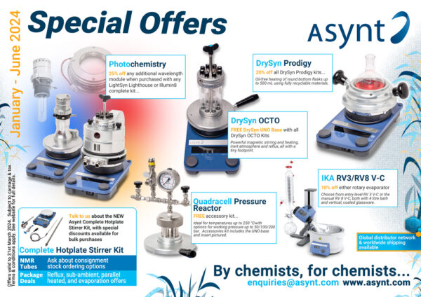 Current offers from Asynt - a range of discounts for key apparatus for every laboratory