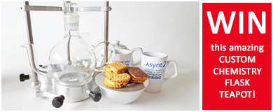 Asynt chemistry flask tea pot giveaway on LinkedIn