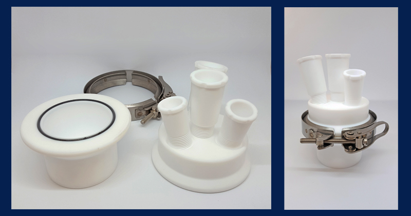 Bespoke PTFE reactor for handling highly corrosive matter - manufactured by Asynt Ltd