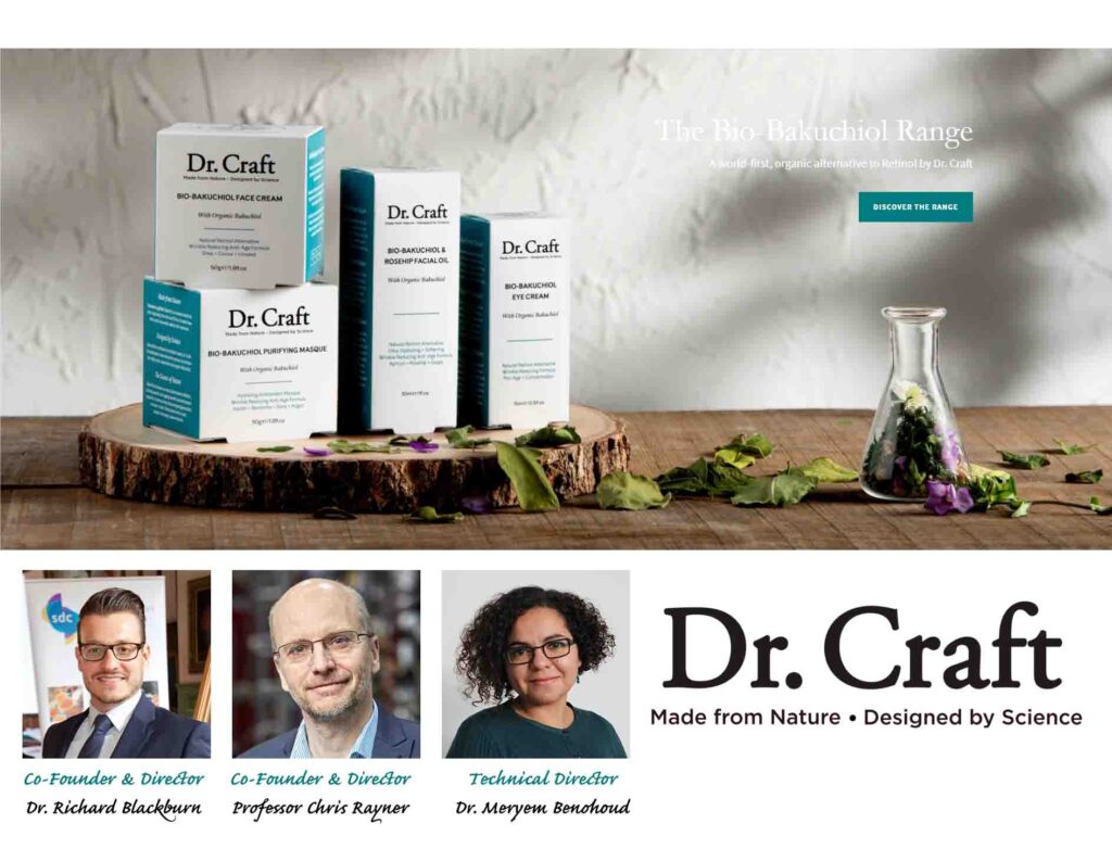 Dr. Craft sustainable chemistry techniques for beauty products. Designed by Science, Manufactured from Nature