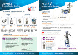 Asynt laboratory pressure reactors - single vessel high pressure reactors or multi-position. From small standalone pressure reactors to complex pressure systems.