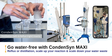 CondenSyn MAXI sustainable scale up of reflux or distillation from Asynt - global laboratory experts