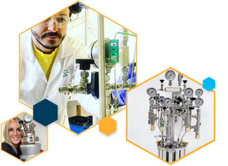 Laboratory pressure reactors from global lab experts, Asynt. Image shows a variety of single and multi-position high pressure reactors from our range.