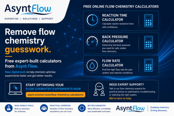 Asynt flow calculators Flow chemistry calculators Back pressure calculator reaction time calculator Flow rate calculator