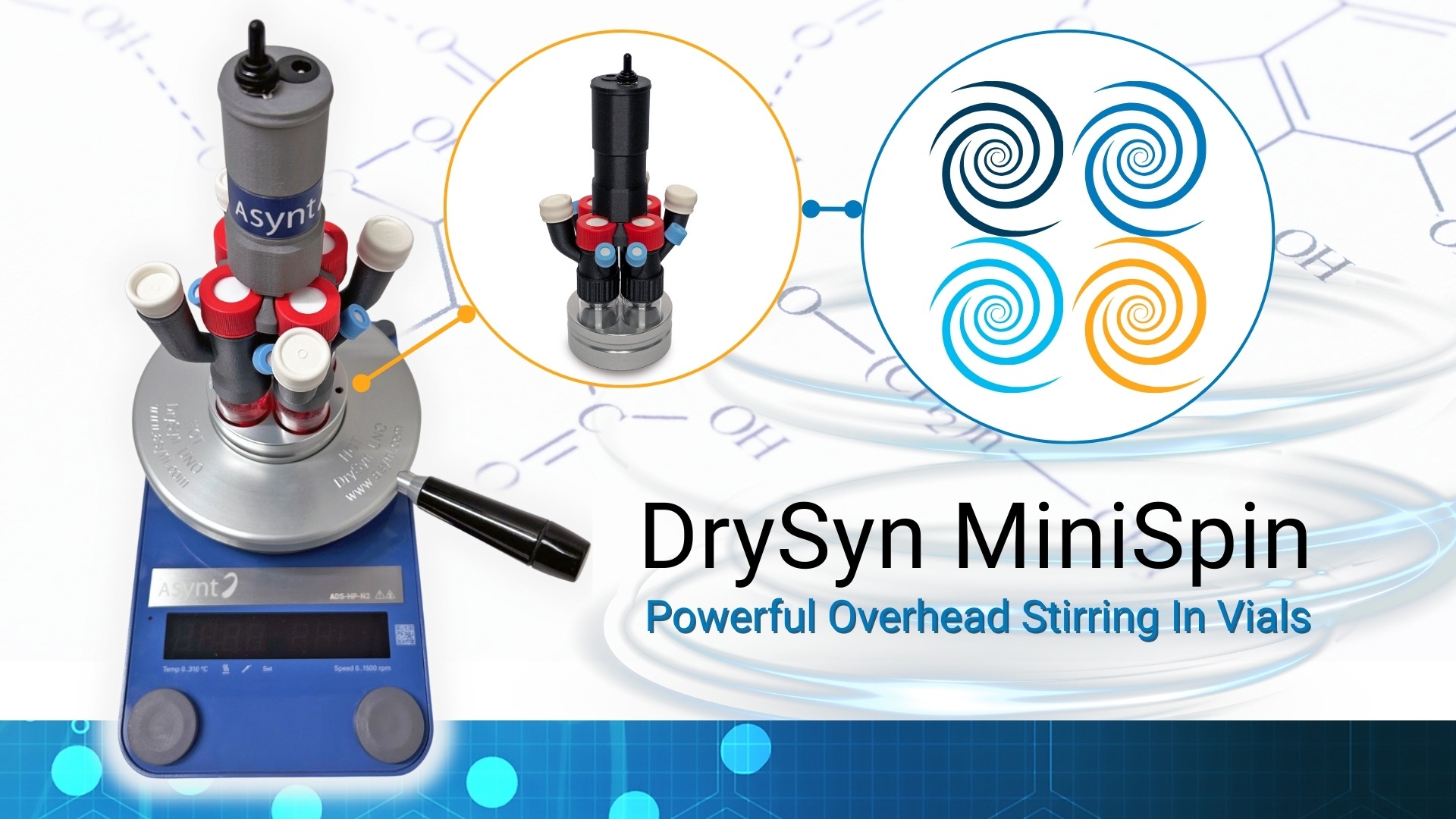 DrySyn MiniSpin: overhead stirring for small reaction vials - in parallel